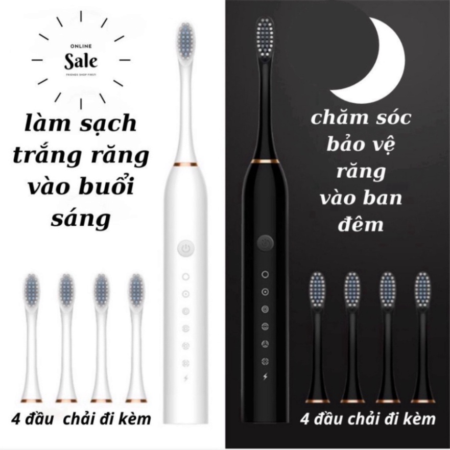 Bàn chải điện 5 chế độ bản cao cấp, Bàn chải đánh răng điện công nghệ châu Âu 5 chế độ rung