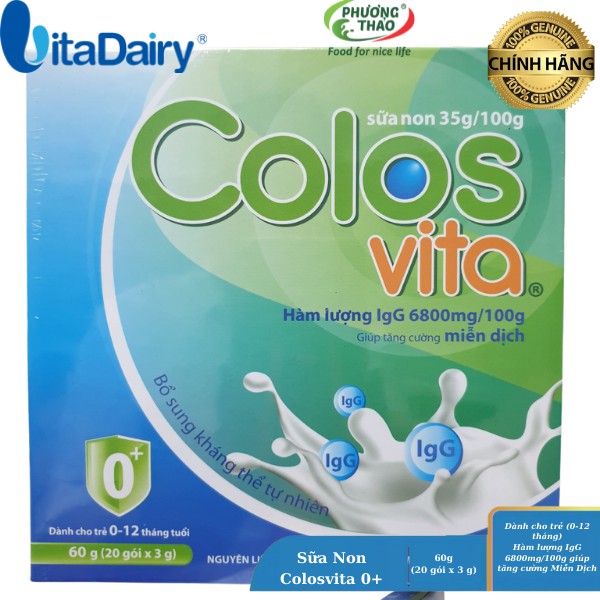 Sữa non colosvita cho trẻ từ 0-12, 1+  tháng tuổi, hộp 20 gói
