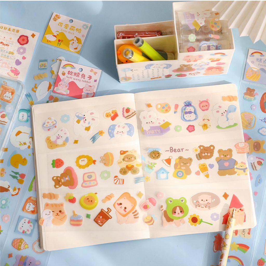 Sticker cute trang trí sổ dạng dây, nhãn dán chống nước dán mọi bề mặt