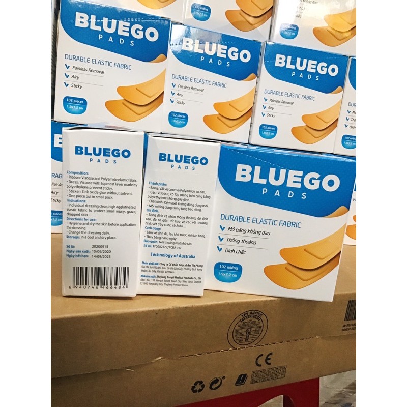 Băng cá nhân vải BLUEGO hộp 102 miếng