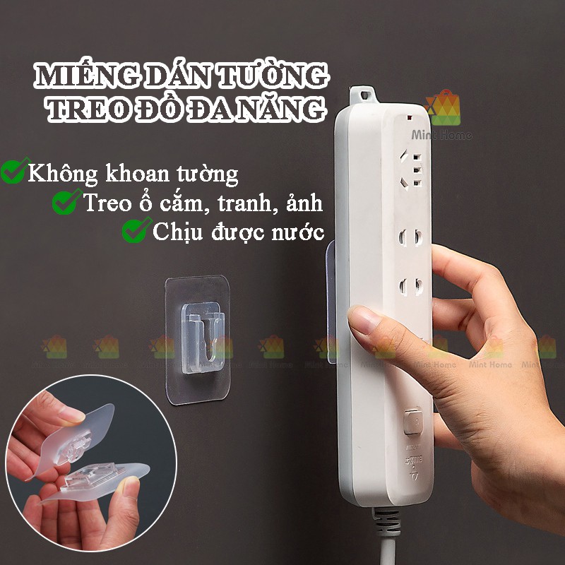 Bộ móc dán tường treo đồ, ổ điện, modem, tranh ảnh, miếng dán tường dự phòng thay thế khay giá kệ nhà tắm, nhà bếp