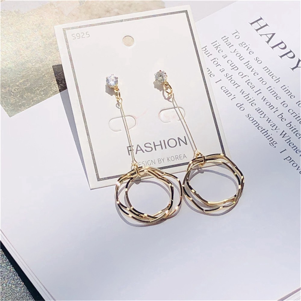 Hoa tai dáng dài đính đá thời trang Hàn Quốc cho nữ