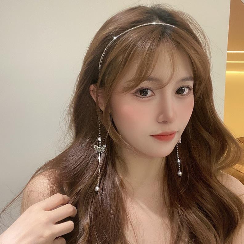 (0266) Bờm Tóc Kim Cương Đính Chuỗi Hạt Long Lanh Tiểu Thư