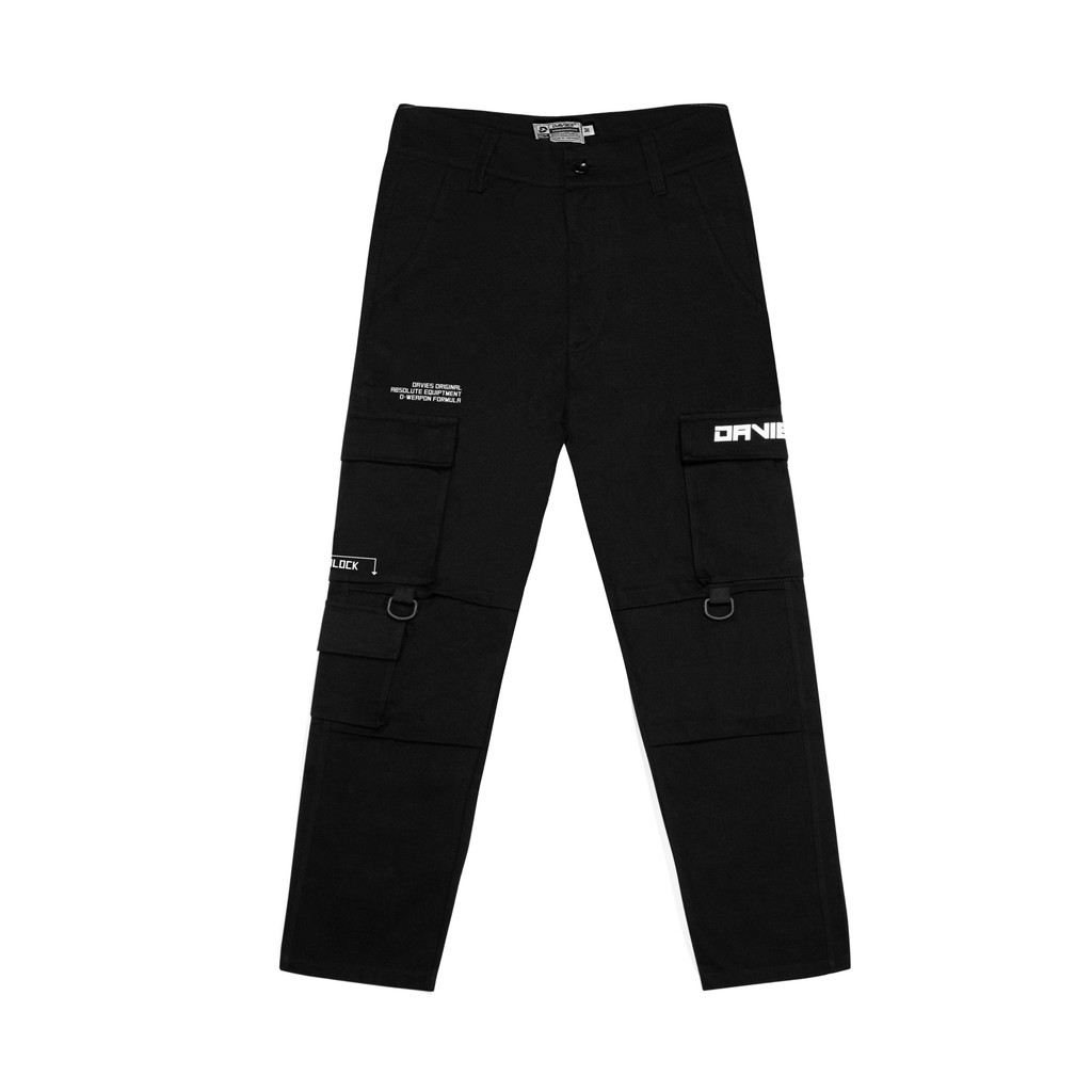 Quần ống rộng nam túi hộp, vải dù màu đen local brand Davies | D31-Q3