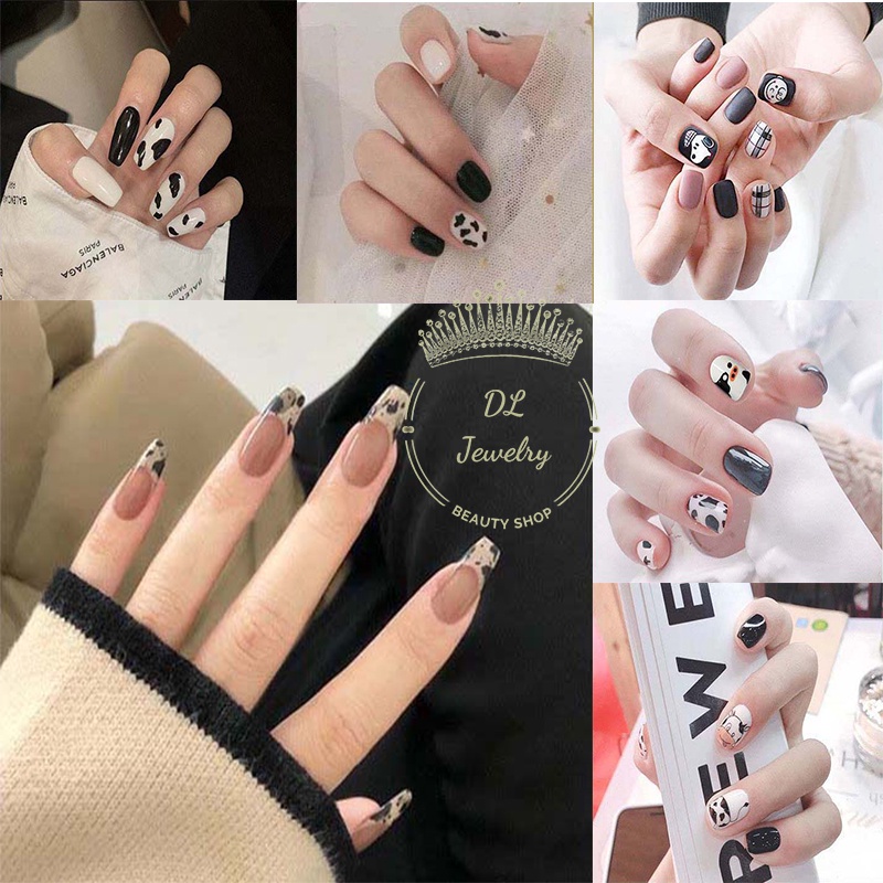 Móng Giả Kèm Keo,Móng Tay Giả Bò Sữa DL.Jewelry, Nail hoạ tiết 3D kiểu mới nhất