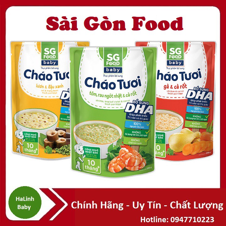 Cháo Tươi SG Food Sài Gòn Food Đủ Vị 10m, 12m ( Date 2024 )........: