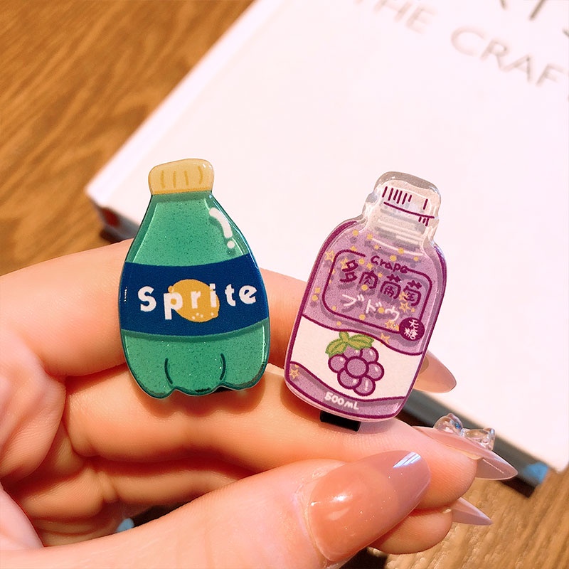 Set 10 Kẹp Tóc Hình Chai Nước Hoạt Hình Xinh Xắn Cho Nữ