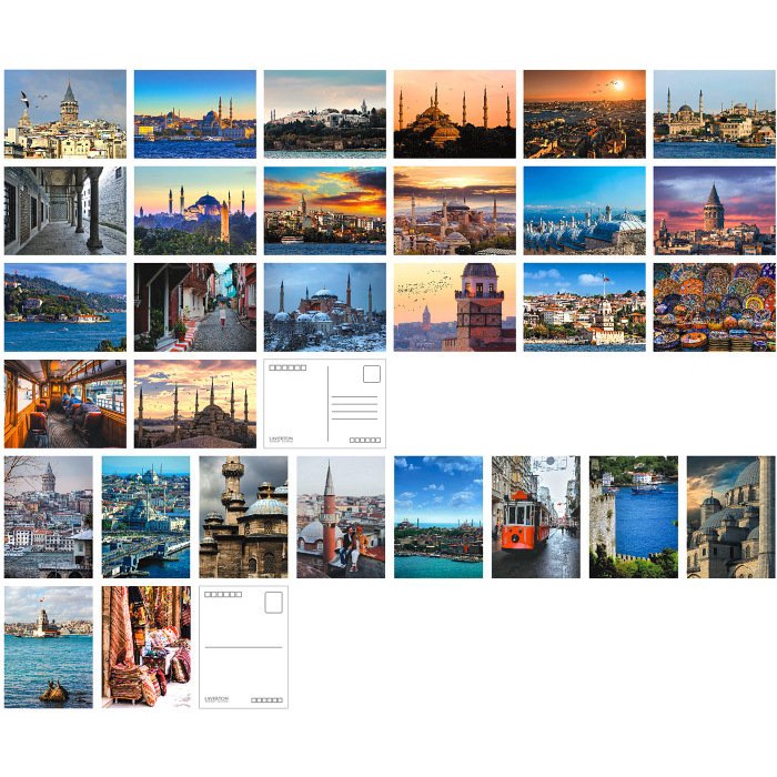 Bộ 30 Tấm Áp Phích Poscard khung cảnh  ISTABUL - Tranh Treo Tường Trang Trí Phong Cách Cổ Điển Châu Âu