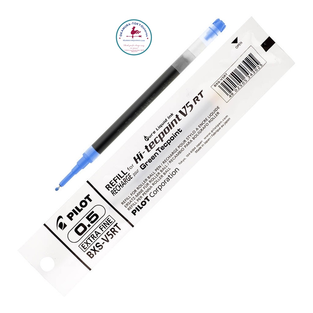 Ruột bút mực nước màu xanh Hi Tech V5, ruột bút văn phòng Pilot ngòi 0.5mm viết êm đầu bút bi siêu bền