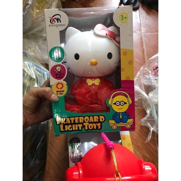Đồ chơi trẻ em lồng đèn trug thu hình thú trượt ván xoay-có đèn và nhạc- Đồ chơi gấu,kitty