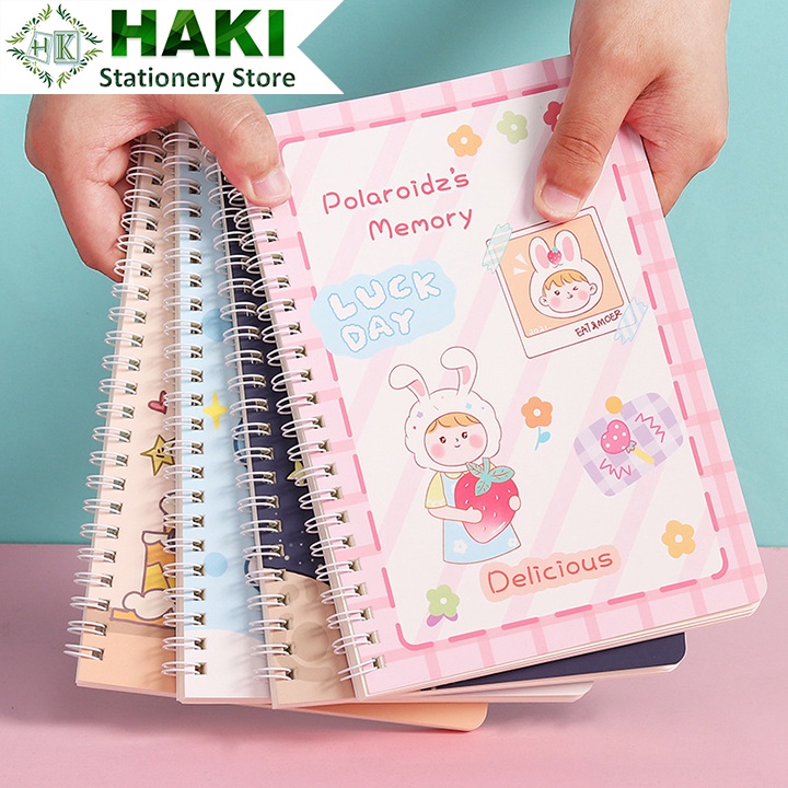 Sổ lò xo A5 HAKI, sổ tay cute ghi chép hoạt hình dễ thương đáng yêu S18