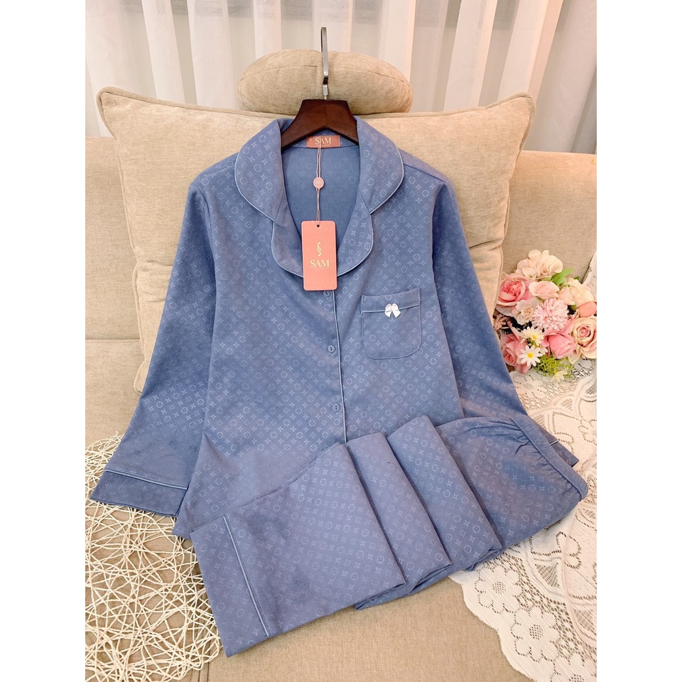 Bộ đồ Nhung tăm Pijama mặc nhà SAM cao cấp họa tiết chìm độc đáo đơn giản, dễ mặc, màu sắc nổi bật tôn da | BigBuy360 - bigbuy360.vn
