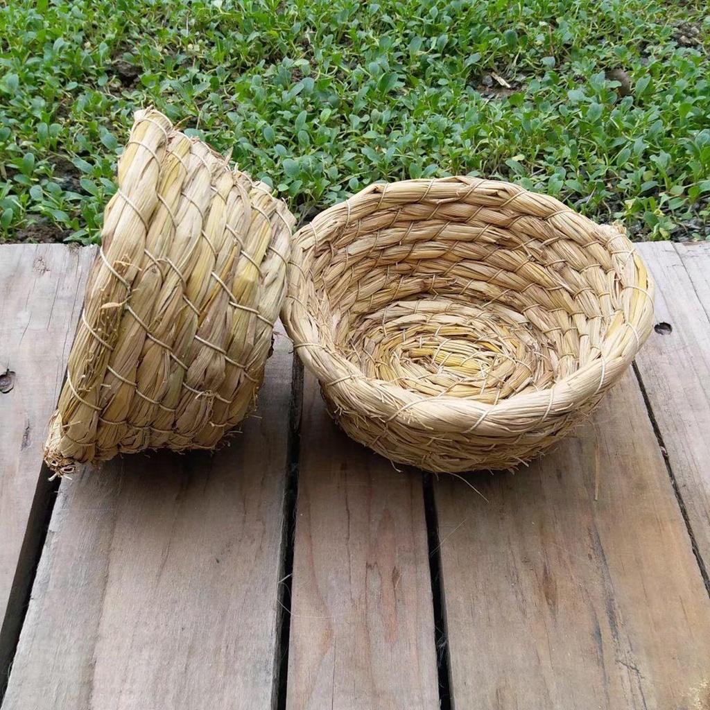 Tổ Đan Rơm Thủ Công Tự Nhiên Ấm Áp Cho Thú Cưng Thỏ / Hamster / Gerbil Guinea / Sóc / Vẹt