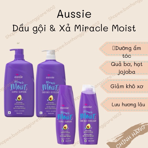 Cặp Dầu gội xả Aussie Miracle Moist 350ml (Bill Mỹ)