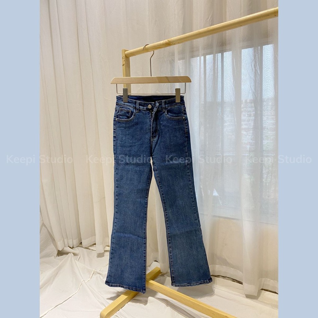 Quần Jean nữ Ống Loe Trơn  Hàng Cao Cấp  Quần Bò Nữ Co Giãn Cạp Cao KB68.47