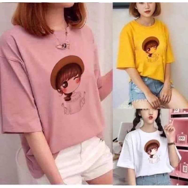 ❤🧡💛💚Freeship Xtra👕👕 Áo thun nữ giá rẻ free size in hình siêu cute , vải thun co giãn 4 chiều mềm mại từ 40kg đến 60kg