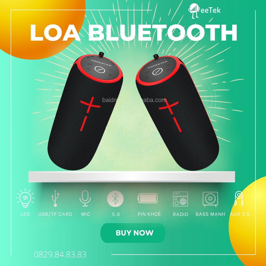 Loa Bluetooth Cao Cấp HOPESTAR P21 Chính Hãng Kết Nối Được 2 Loa Cùng Lúc Pin Trâu Chống Nước Âm Thanh Siêu Hay