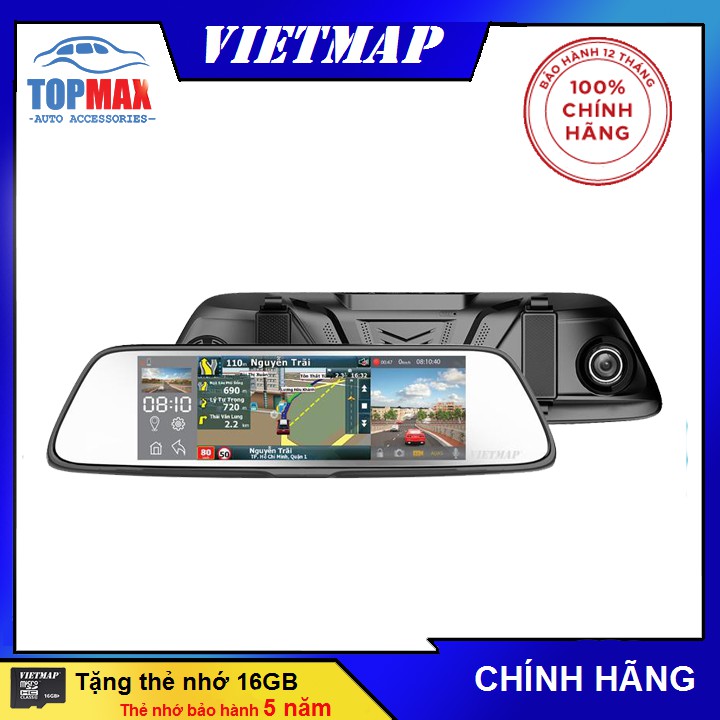 Bộ VIETMAP G79 (Màn hình gương vừa dẫn đường, vừa ghi hình trước sau)