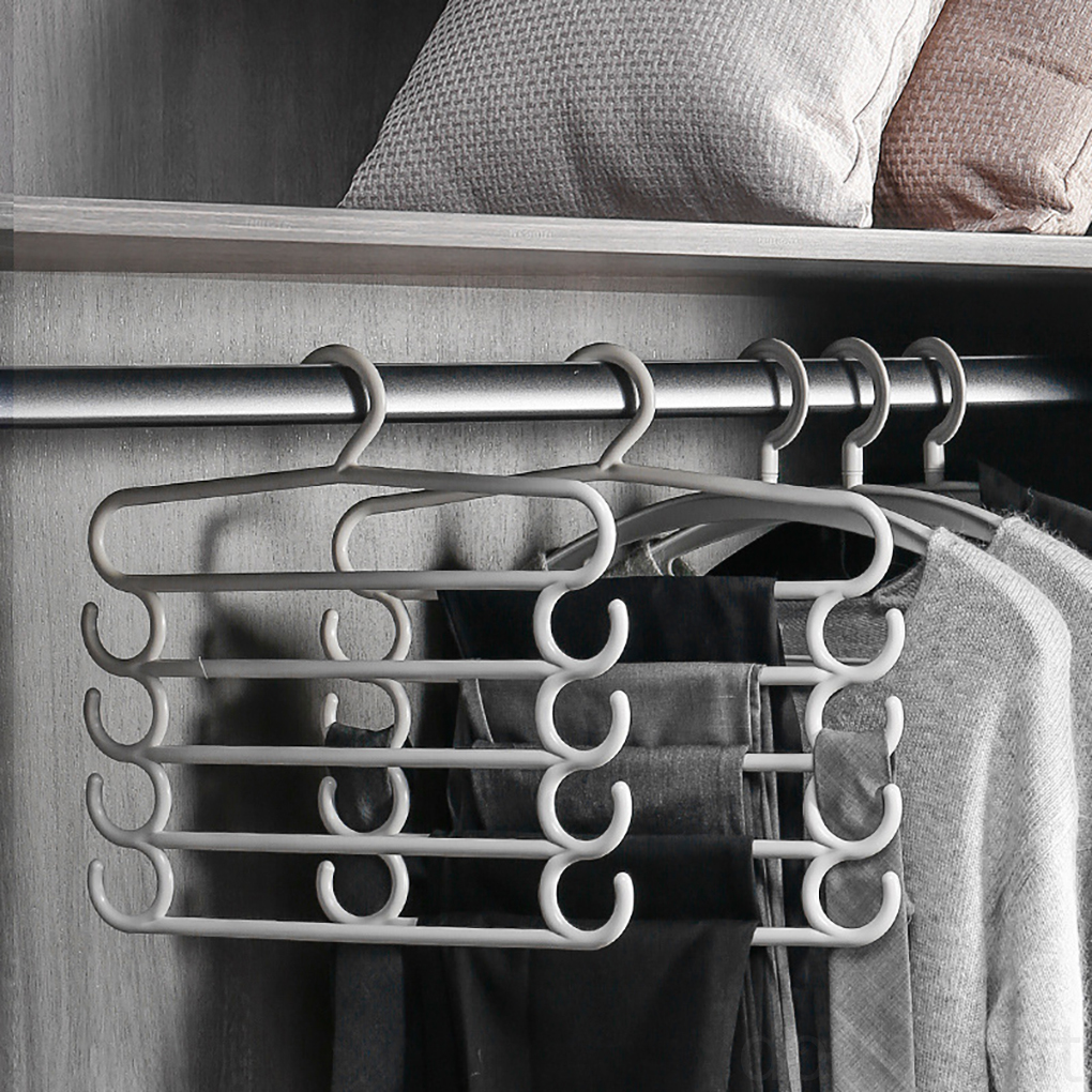 2Pcs Pants Hangers Multi-layer S-Type Jeans Trousers Hanging Rack Plastic Closet Organizer doublelift store