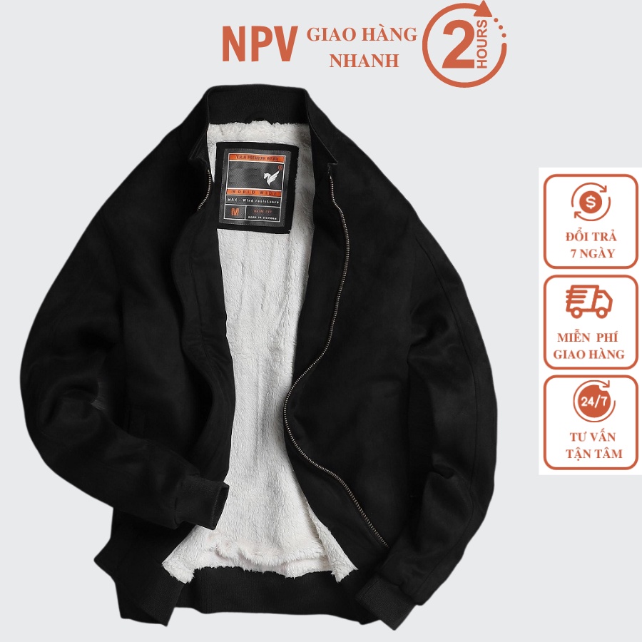 Áo khoác nam da lộn NPV, áo da lót lông nam-nữ form rộng phong cách ulzzang