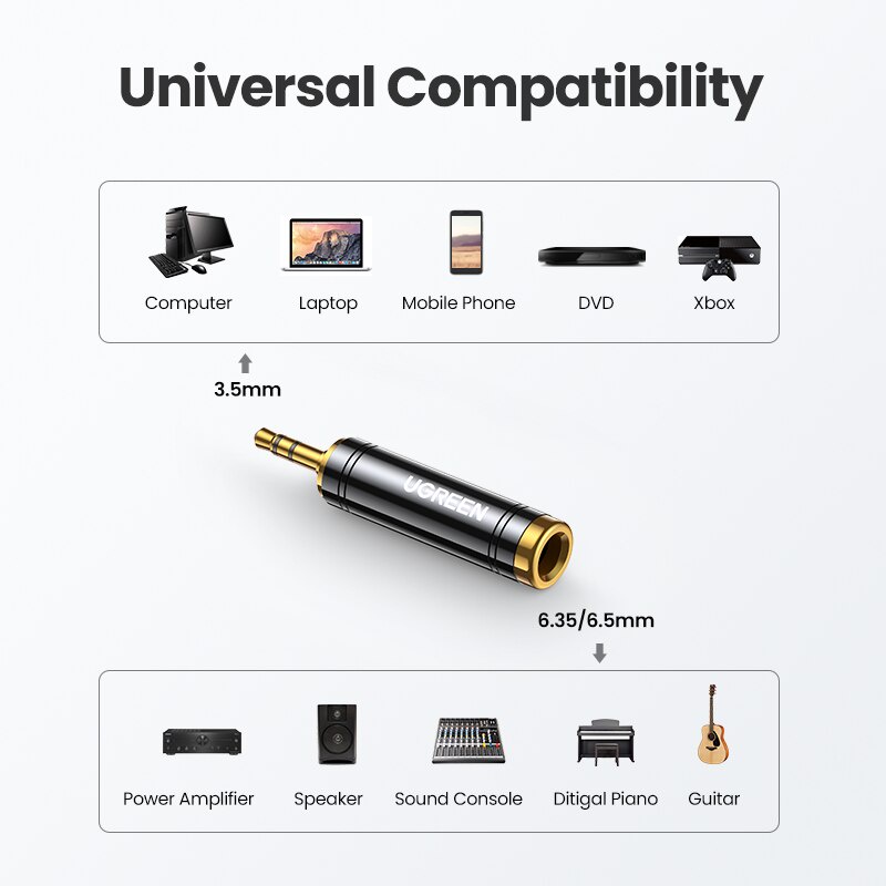 Ugreen Đầu Nối Âm Thanh Mạ Vàng 3.5mm Sang 6.5mm 6.35mm 1 / 4
