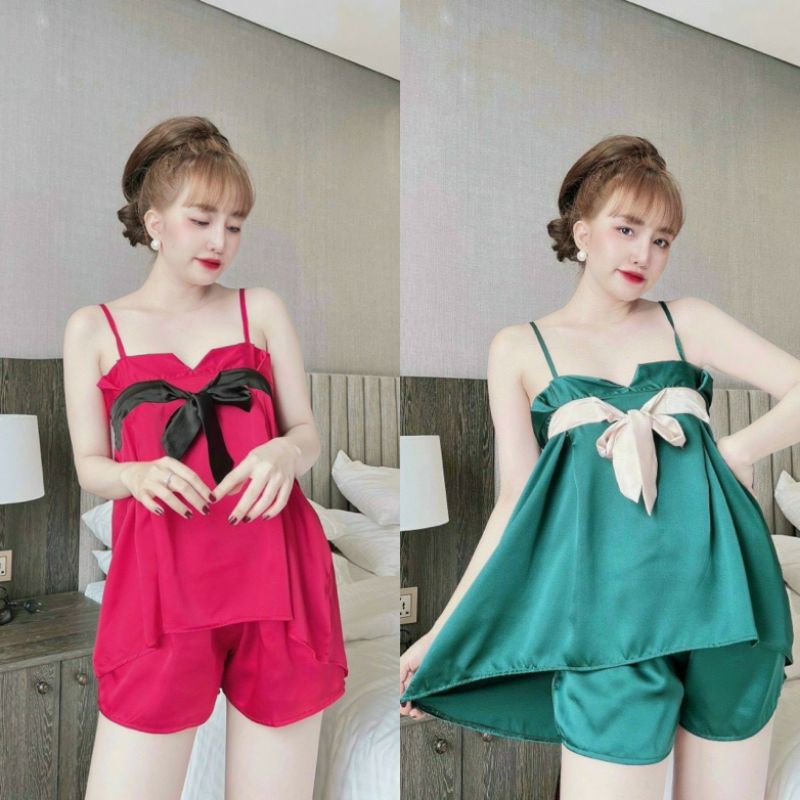ĐỒ BỘ SATIN NỮ SEXY DỄ THƯƠNG MẶC NHÀ