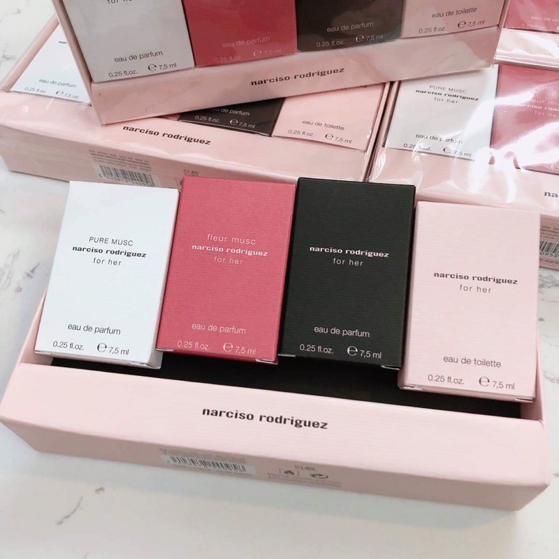 Set Nước Hoa Nữ Narciso Rodriguez  For Her EDT 7.5ml + For Her EDP 7.5m + Fleur Musc EDP 7.5ml + Pure Musc EDP 7.5ml