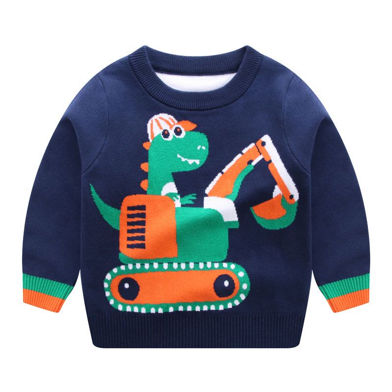 Áo Sweater Dệt Kim Tay Dài Phối Nhung Dày Hai Lớp Thời Trang Thu Đông 2020 Mới Cho Bé Trai Và Gái