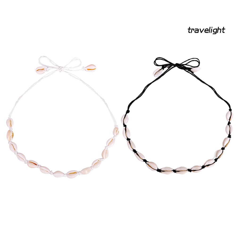 Vòng cổ Thắt Nút Phối Vỏ Sò Phong Cách Bohemian Thời Trang Đi Biển Mùa Hè Cho Nữ