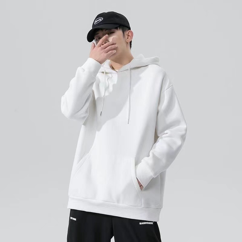 Áo hoodie tay dài màu trơn dày dặn phong cách đường phố thời trang cho nam size M-8XL
