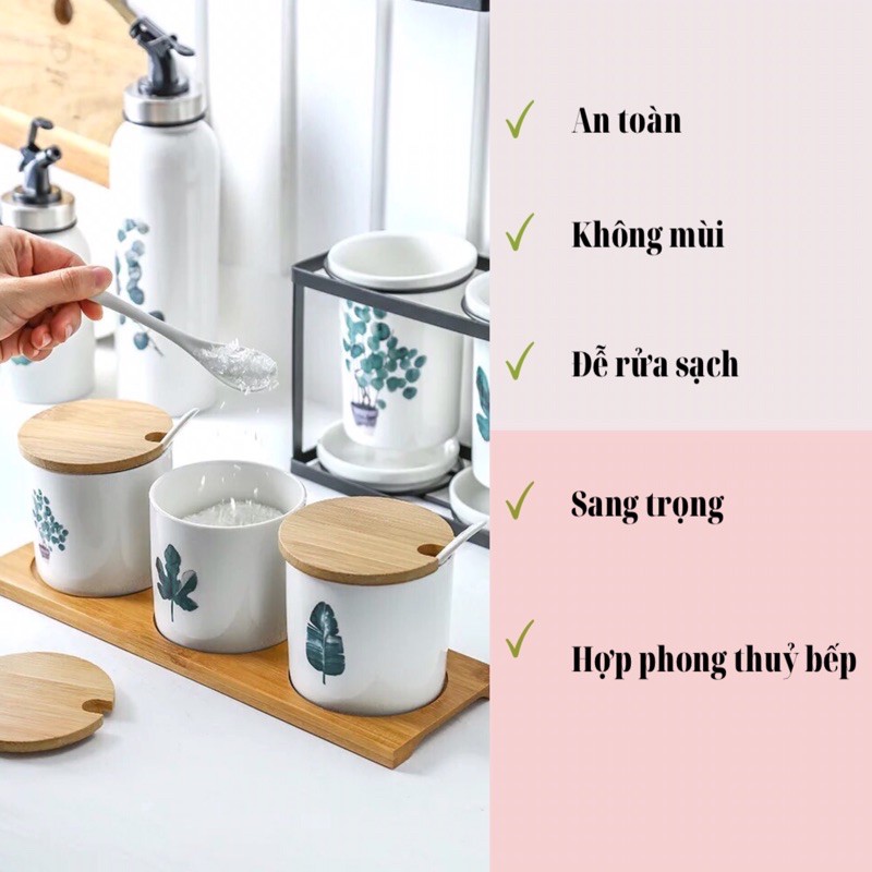 Lọ đựng gia vị gốm sứ cao cấp/gốm sứ an toàn/dễ rửa sạch/không mùi/độ bền cao/kiểu dáng sang trọng/hũ đựng gia vị | BigBuy360 - bigbuy360.vn