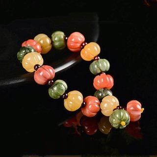 Natural xinjiang golden silk jade color Pumpkin beads Bracelets Men and women fine Multicolor Pumpkin beads lucky Hand beads Bracelet Jade jewelry