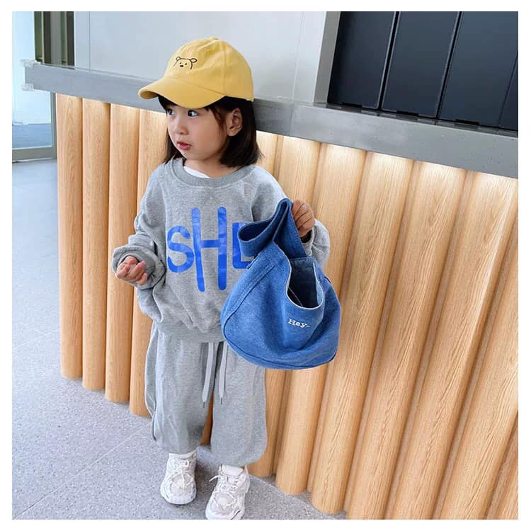 Túi vải Hàn Quốc chữ HEY siêu cute dành cho bé gái bé trai