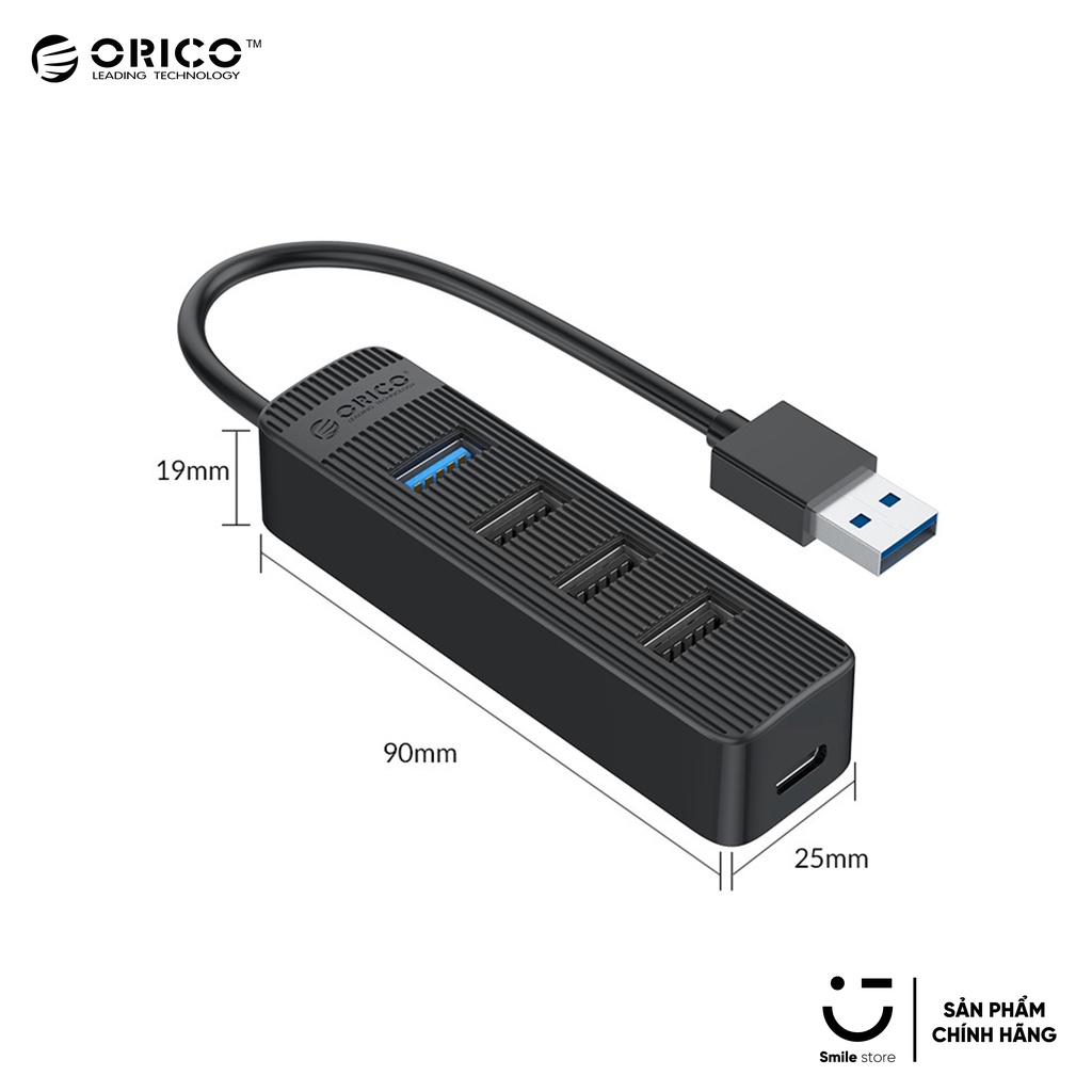 Bộ Chia USB 4 Cổng 3.0 HUB USB ORICO TWU32- 4A Hỗ Trợ Cho Tất Cả Các Dòng Máy Tính Để Mở Rộng Thêm Cổng USB