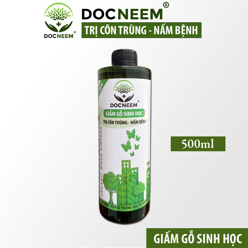 Giấm gỗ sinh học DOCNEEM phòng ngừa xua đuổi côn trùng, diệt nấm lá cho cây cảnh, rau củ quả, hoa hồng, phong lan 500ml