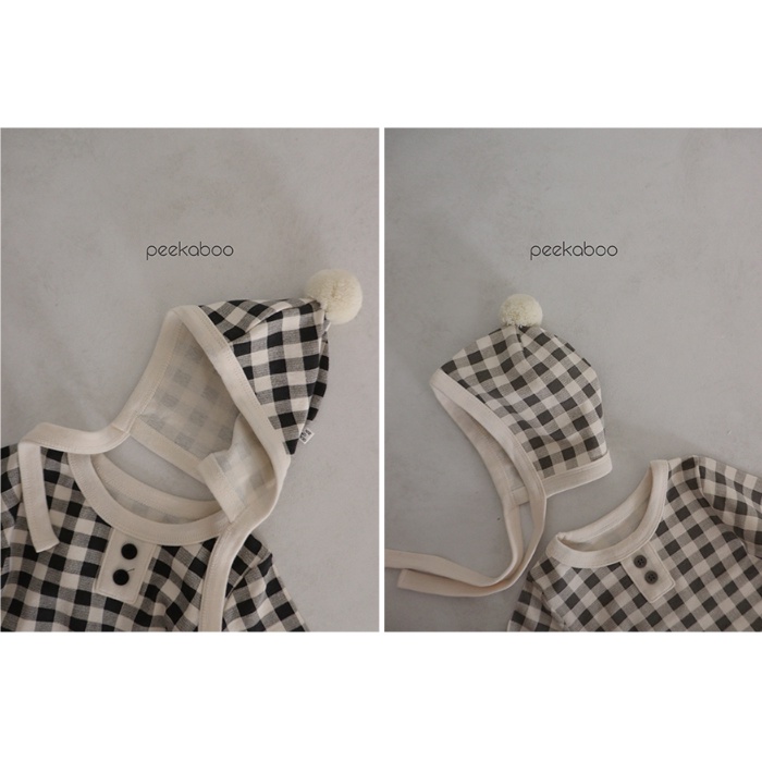 (Chính hãng) Mũ thỏ và mũ quả bông bộ kẻ Cony 2022 co giãn PEEKABOO made in Korea thời trang trẻ em cho bé