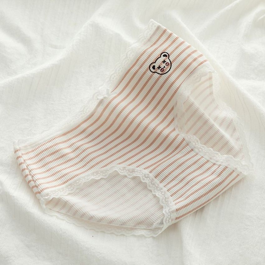 Quần lót nữ, quần lót Cotton viền ren gân tăm kháng khuẩn hoạ tiết viền ren sexy điệu đà - L167