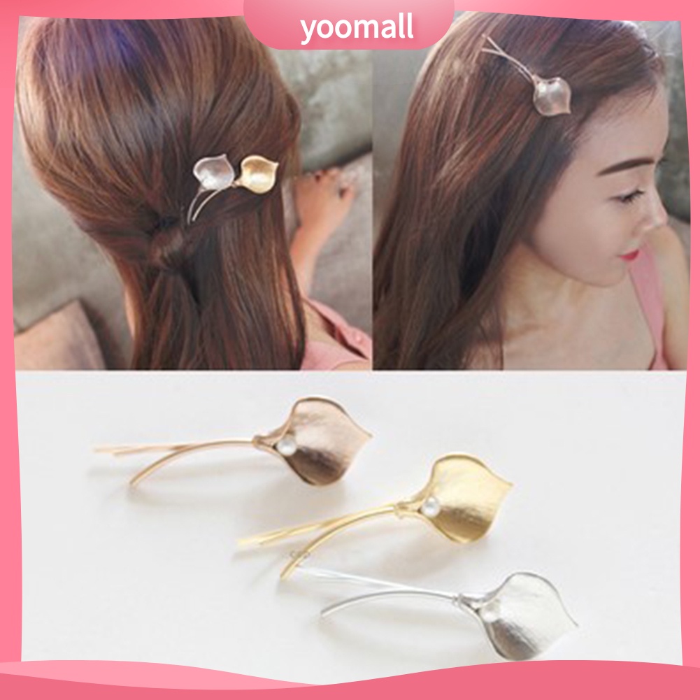 Kẹp tóc đính hoa và ngọc trai giả thanh lịch dành cho nữ