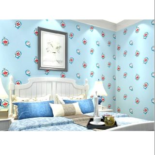 Giấy dán tường doremon xanh khổ 45cm