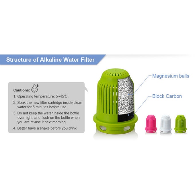 Bình nước tạo ion kiềm ALKALINE Water BOTTLE 550ml- Hàng chính hãng nhập khẩu