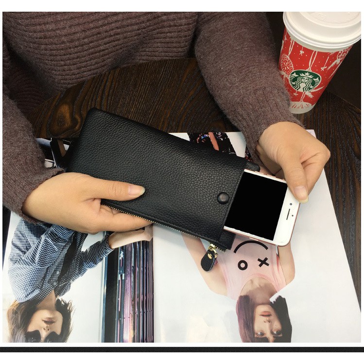 Sale Không Lãi Ví Da Bò Cầm Tay Có Ngăn Để Điện Thoại Ngoài | BigBuy360 - bigbuy360.vn