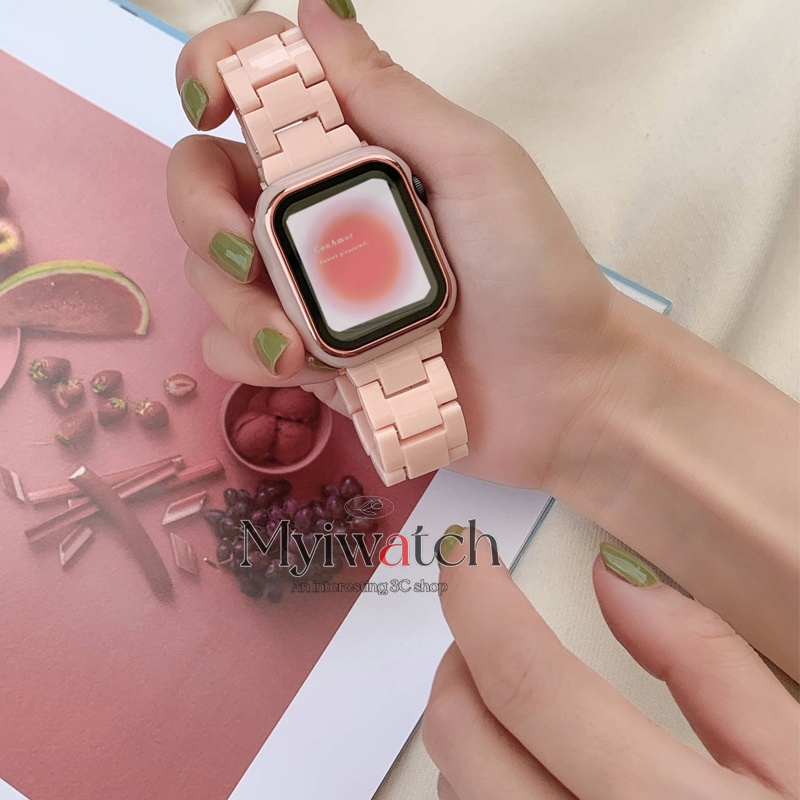 Dây đeo đồng hồ thông minh resin gốm có/ không có vỏ bọc thích hợp cho iWatch 6 SE 5 4 3 2 1 42mm 38mm 40mm 44mm 40mm