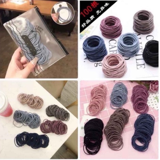 Túi zip 100 sợi thun cột tóc Hàn Quốc siêu dễ thương, dây buộc tóc,thun buộc co giãn ThunBToc