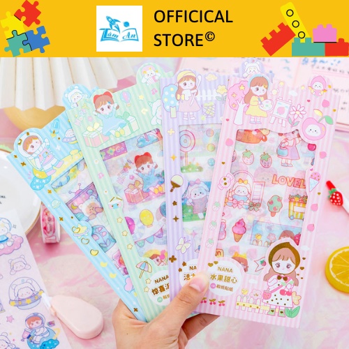 Sticker Giấy Cute (Set 4 Tấm) Trang Trí Vở Viết, Sổ Tay, Hình Dán Điện Thoại Dễ Thương...