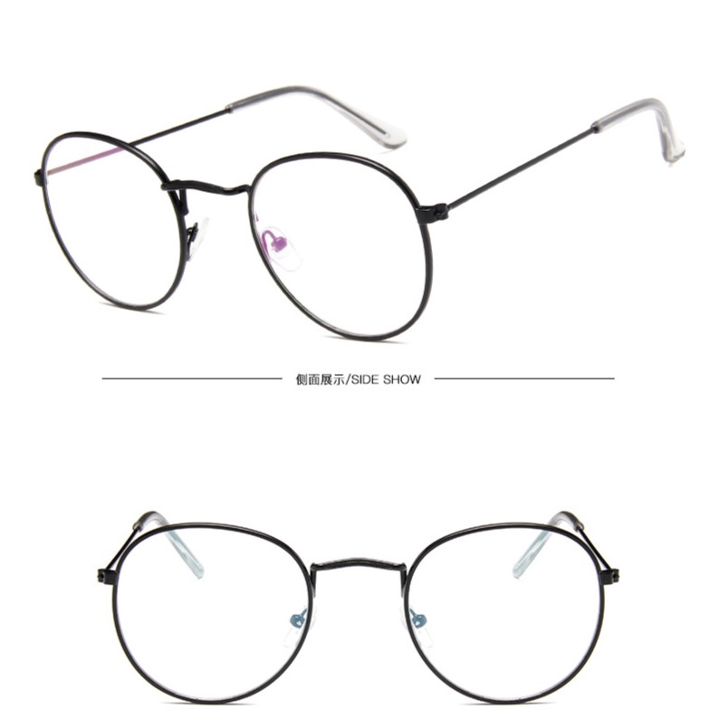 Mắt kính gọng tròn bằng kim loại thời trang cho nam nữ