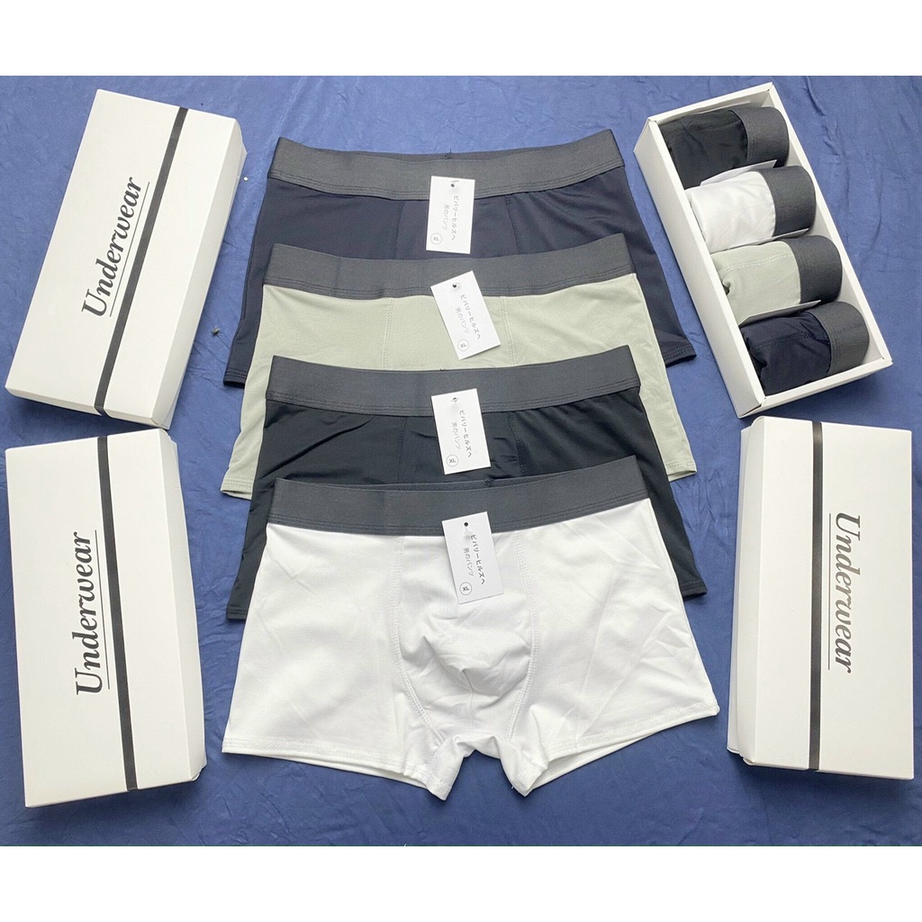 Quần lót nam đùi chất cotton cao cấp,sịp nam cạp trơn,combo 4 quần size 48kg - 88kg - Mã U23a