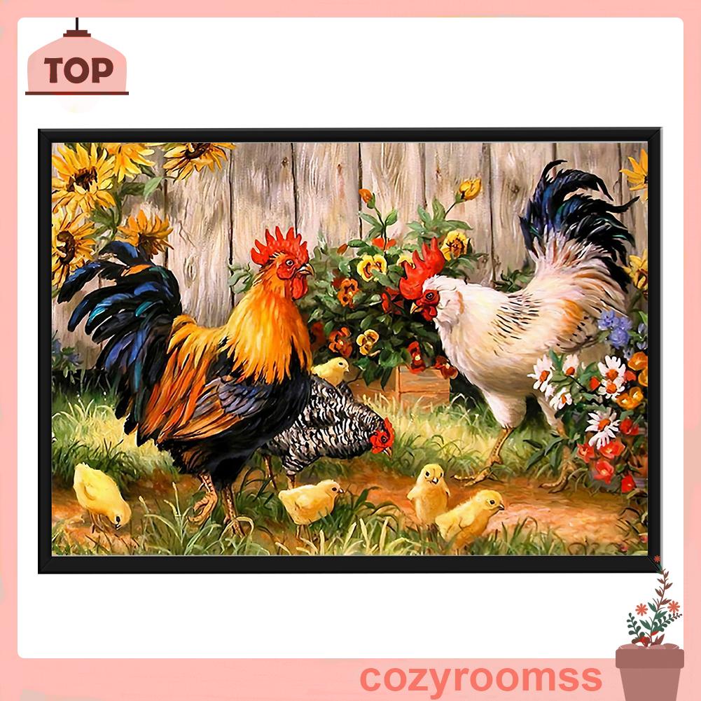 (canvas no printing)  Tranh thêu chữ thập hình con gà 11CT