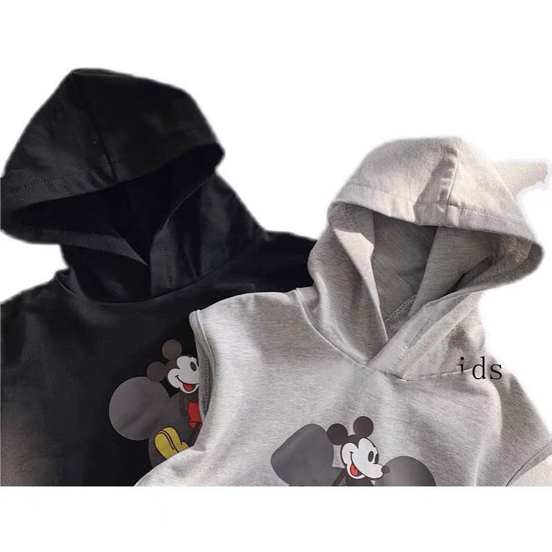Bộ Hoodie Ba Lỗ Cho Bé Trai Và Bé Gái In Hình Chuột Mickey Heri Kids