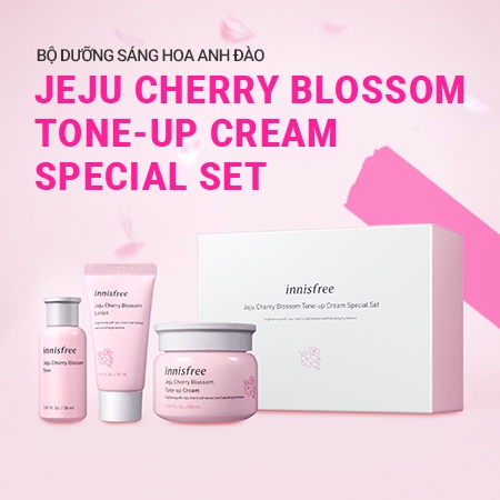 Bộ dưỡng sáng nâng tông hoa anh đào innisfree Jeju Cherry Blossom Tone-up Cream Special Minisize