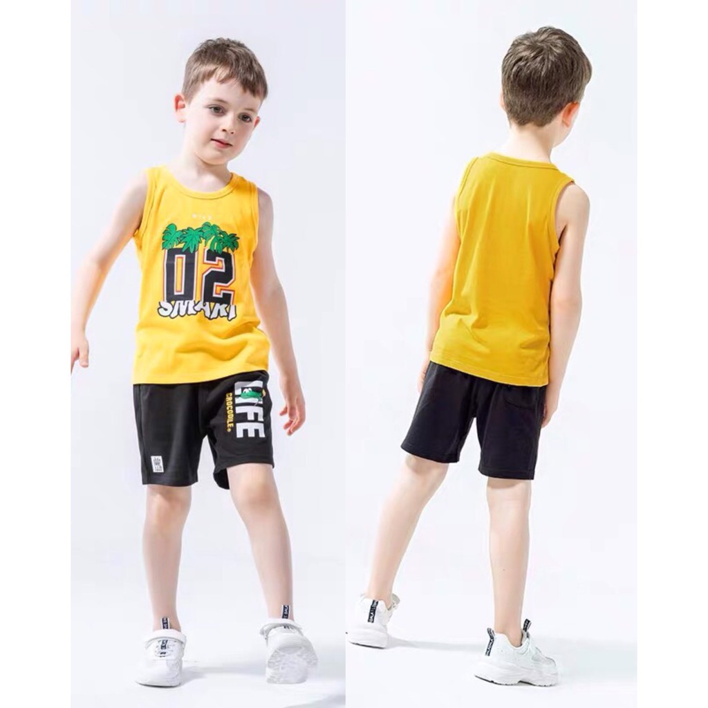 Bộ ba lỗ size đại bé trai chất cotton cho bé ( 16 - 45kg) - TimiKi